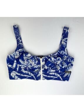 Vintage 90s Y2K Bongo Zip Front Bikini Bralette Surf Swim Top Juniors Size 11